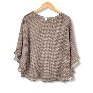 Dress Barn Women's Floral Batwing Chiffon Poncho Pullover Blouse Size Small